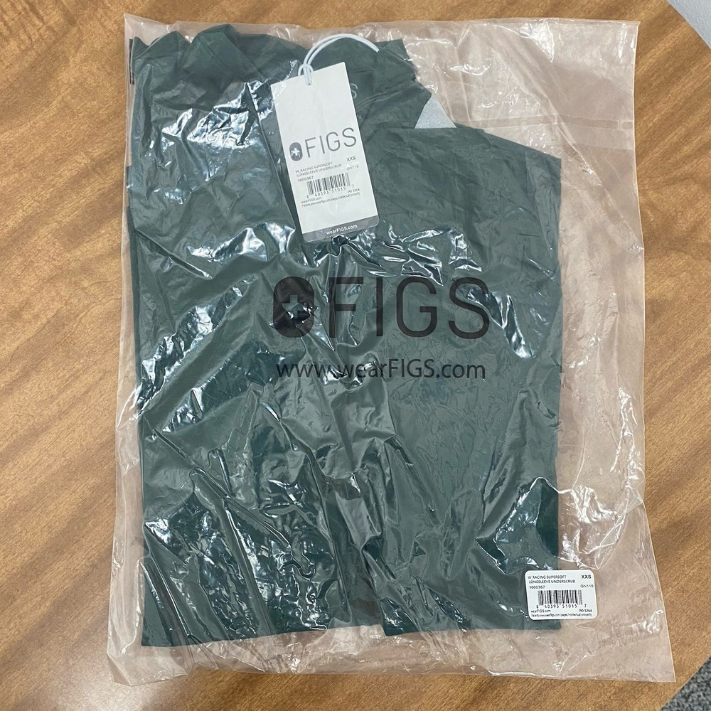 Figs Womens British Racing Green Long Sleeve Underscrub Top‎ Sz XXS Medical